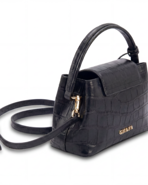 Glamorous By Ghafa Black Croc -Side Angled