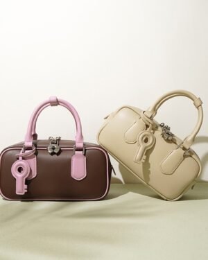 Salwa by Ghafa, Genuine leather handbag with charm key shaped
