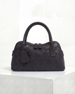 Stella by Ghafa - Black, Woven leather handbag
